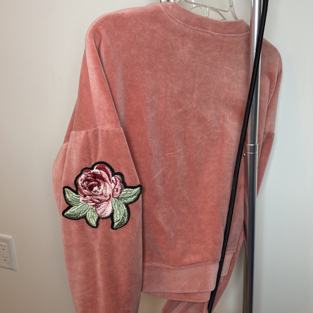 Xhilaration Cropped Velour Sweater - Picture 3 of 3